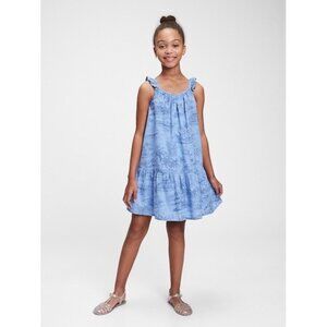 Gap Kids Ruffle Print Sleeveless Dress Tropical Blue Casual‎ Resortwear Medium